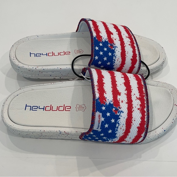 NWT Hey Dude Peggy Flag Slide Sandals Women's Size 7 NEW - Picture 11 of 16